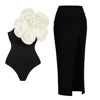 2023 Jaunu Cieto Krāsu viengabala Peldkostīms trīsdimensiju Ziedu Rotājumu Bikini Sievietēm Beachwear Moderns un Elegants