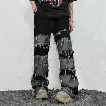2023 Ropa Grunge Y2K Streetwear Kaudzē Džinsi Baggy Bikses Vīriešu Apģērbu Raibs Taisni Zaudēt Garās Bikses Vetements Homme