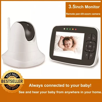 3.5 collas Lielu Ekrānu Baby Monitors ar Infrasarkano Nakts redzamību, Bezvadu Video Krāsu Monitors ar Šūpuļdziesma Tālvadības Pan-Tilt-Zoom Fotokameras