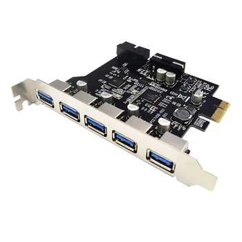 5 Port PCI-E USB 3.0 HUB PCI Express Paplašināšanas Kartes Adapteris 5 gb / s Ātrumu Uzticamu NEC Chipset Windows XP/ Vista/Win7/8/10