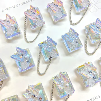5gab Šiks Aurora Dimanta Tauriņš Dizaina Nagu Mākslas Apdare Crystal Ķēdes Rhinestone Nail Charm Rotaslietas Manikīra Piederumu DIY