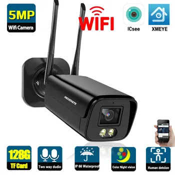 5MP Wifi Bullet Drošības Kameru Oudoor Krāsu Nakts Redzamības Bezvadu CCTV Uzraudzības Camera 3MP ICsee IP Cam divvirzienu Audio XMEYE