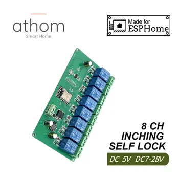 Athom Smart Home ESPHome 8CH 10.A WiFi Releja Modulis Novietojot Slēdzis pašbloķējoši Ierakstu Piekļuve Vārtiem Kontroles DC 5V, 12V 7V-28V