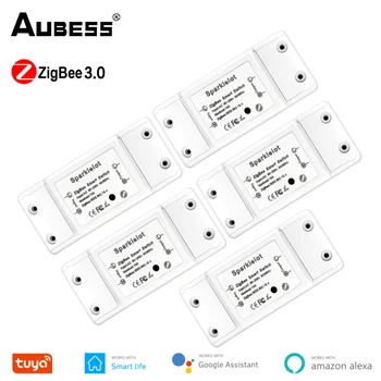 AUBESS 10.A ZigBee3.0 Smart Gaismas Slēdzi Moudle Universālā Atslēgšanās Taimeris APP Bezvadu Tālvadības pults Strādā Ar Alexa, Google Home