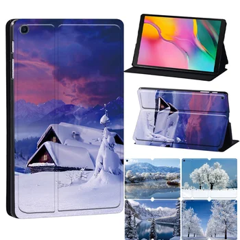 Case For Samsung Galaxy Tab A7 10.4/A7 Lite/A8 10.5 S5E 10.1/S6 Lite Iespiesti Snowview PU Ādas Stends Tablet Folio Vāciņu