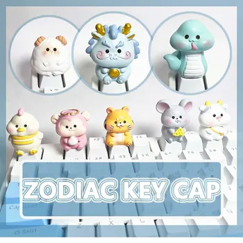 Cute Karikatūra Zodiaka Keycap Personalizētu Spēļu Mehāniskā Tastatūra Anime ESC R4 Dāvanu KeyCap
