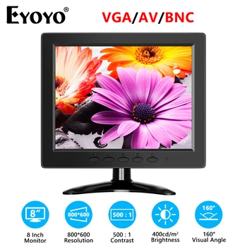 Eyoyo Mazo TV 8 Collu Portatīvo IPS Monitors 800x600 Rezolūciju VAG Displejs Ar BNC Ieejas Drošības Video Novērošanas Ekrāns