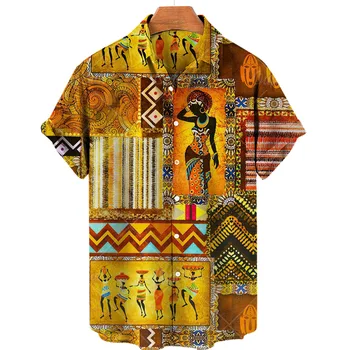 Havaju Krekls Vasaras Āfrikas Vīriešu Krekli Vīriešu un Sieviešu Modes Lielgabarīta Blūze Vīriešu Profesija, Atloks, Krekls Beach Camisas Unisex