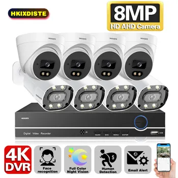 HKIXDISTE 4K Ultra HD Colorfull Video Novērošanas Sistēmas 8CH 8MP H. 265+ DVR Ar 8MP, Āra Ūdensizturīgs Drošības CCTV Kameras