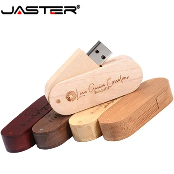 JASTER Pielāgot Iegravēts LOGO koka pagriezt usb 2.0 U Diska īkšķi pen drive 4GB 8GB 16GB 32GB 64gb, 128GB (bezmaksas custom logo)