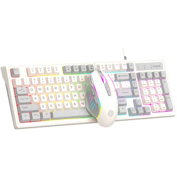 KM800 Mechanical Gaming Keyboard 98 Taustiņus un Peli ar Vadu RGB Apgaismojumu Spēļu Tastatūra Office Home USB