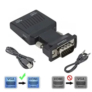 Konvertors, Audio Kabelis, VGA UZ HDMI VGA UZ HDMI Adapteri VGA UZ HDMI Pārveidotājs VGA UZ HDMI Kabeli VGA Male-HDMI Sieviete