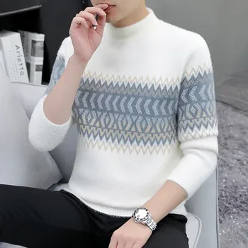 Korejas Modes Džemperi, Vīriešu Rudens Tīrtoņa Krāsu Vilnas Džemperi Slim Fit Vīriešu Iela Valkāt Vīriešu Drēbes Adītie Džemperi, Vīriešu Džemperi