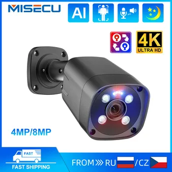 MISECU 4MP 8MP IP Kameras Drošības Aizsardzība Pilnu Krāsu Nakts Redzamības divvirzienu Audio Ūdensizturīgs Video Novērošanas POE H. 265 Onvif