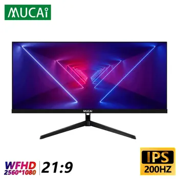 MUCAI 29 Collu Spēļu Monitora 200Hz Gandrīz 2K WFHD Plašu Displeja 21:9 IPS Darbvirsmas LED Nav Izliektas Spēlētājs Datora Ekrāna DP 2560*1080