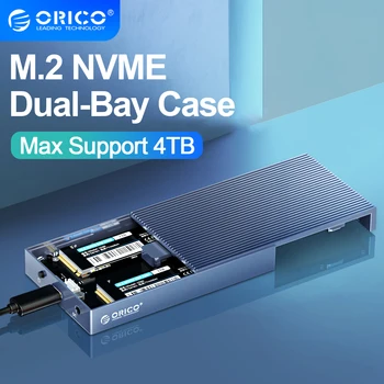 ORICO M. 2 NVME SSD Būra Dual Bay Alumīnija M2 NVME Gadījumā, USB C 3.1 Gen2 10Gbps M Key & M/B Taustiņu NVME PCIe Ar 5V4A Jauda
