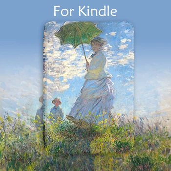 Par Kindle Paperwhite 5 Sieviete ar Lietussargu, Eļļas Glezna Cas Paperwhite4 Ebook Gadījumā Kpw5 Gudrs seguma Iekurt 658