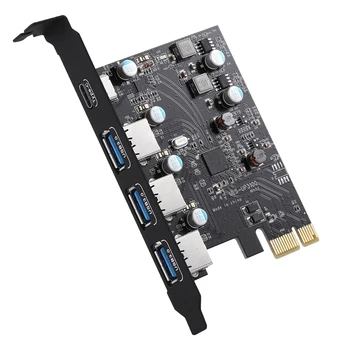 PCI-E USB 3.0 atmiņas Kartes Tips C(1) USB A(3 ) Bez Papildu Barošanas PCI Express Paplašināšanas Karti Par Windows, Mac Pro,