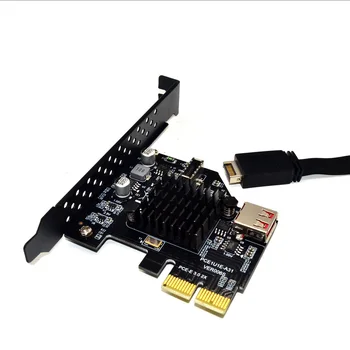 Pievienot Kartes PCI Express 3.0 X2 USB 3.2 Gen1 TIPS-E USB2.0 Paplašināšanas Karti Priekšā, Tipa-C Adapteris 10Gbps Stāvvadu PCIe E Tipa USB atmiņas Kartes