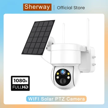 Q4X 1080P WiFi Saules Kamera Nakts Redzamības PTZ IP Kamera Ar Saules Panelis Uzlādētu Akumulatoru, 2MP, CCTV Video Novērošanas Kameras