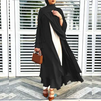 Ramadāna Eid Mubarak Šifona Atvērt Abaya Kimono, Dubaija Turcija Islāmu Kaftan Musulmaņu Kleita Drēbes Abayas Sieviešu Drēbes Femme Caftan