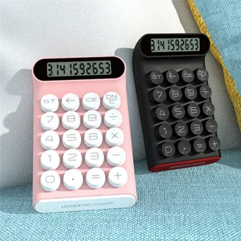 Retro Kalkulators Mehāniskās Klaviatūras Portatīvo Datoru 10 Ciparu LCD Displejs Finanšu Birojs Modes Kalkulatoru-Rozā