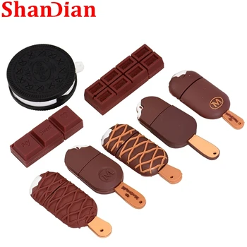 SHANDIAN Pen drive 64GB Šokolādes karikatūra modeli, USB zibatmiņas diskus Bez atslēgu piekariņi Memory Stick Reālās Spējas Biznesa dāvanu U diska