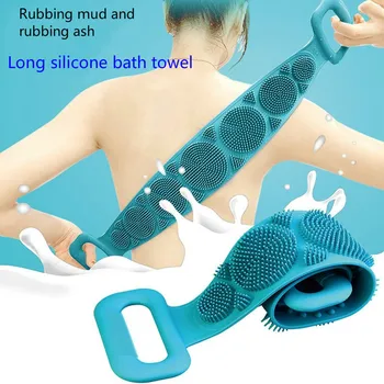 Silikona vannas dvielis berzes atpakaļ pīlinga atmirušās ķermeņa masāža ar suku vannas birste berzes dvieli dušas tīrītājs