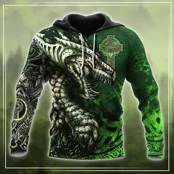 Skaisti Dragon Tattoo Zaļā 3D Iespiesti Vīriešiem pelēkā vārna Rudens un ziemas Unisex Krekls Zip Pulovers Gadījuma Streetwear KJ427