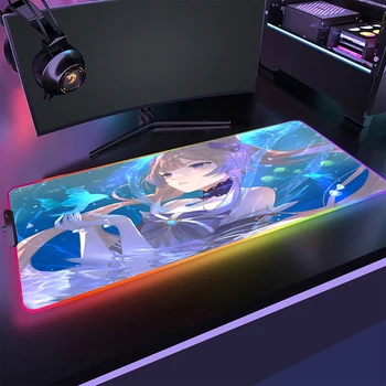 Spēlētājs Peles Paliktņa Genshin Ietekmes peles paliktnis RGB Manga Deskmat Liela Tastatūra Mat Apgaismojums Mause LED Galda Paklāju XXL 1000x500mm