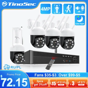 TinoSec 8CH 4MP WiFI Drošības Kameru Sistēmu, divvirzienu Audio, Nakts Redzamības Āra Bezvadu Kameras CCTV uzraudzības видеонаблюдение
