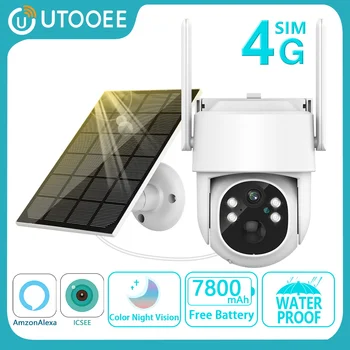 UTOOEE 5MP 4G Saules iebūvēto Kameras 7800mAh Akumulatora PIR Cilvēka Atklāšanas Āra Drošības CCTV Uzraudzības WIFI Kameru iCsee
