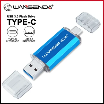 WANSENDA 512 GB USB TYPE C Flash Drive 2-IN-1 Tips-C & USB3.0 ātrgaitas Pendrive 256 GB 128GB 64GB, 32GB 16GB Thumbdrive Flashdisk
