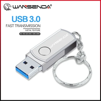 Wansenda Metāla USB Zibatmiņas Disks USB 3.0 Atslēgu piekariņi Pildspalvas Diska 256 GB 128GB 64GB, 32GB 16GB 8GB Key USB Memory Stick Pendrives