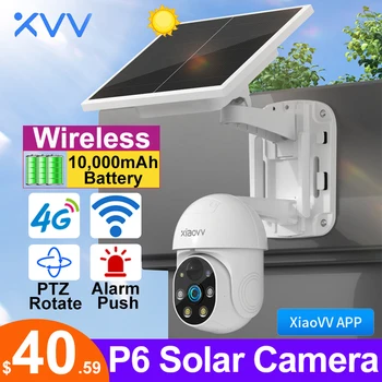 Xiaovv Saules Āra Kameras 4G WiFi 1080P PTZ Video CCTV Uzraudzības Bezvadu Drošības Kameras Akumulatora IP65 Kustības Dziesmu Webcam