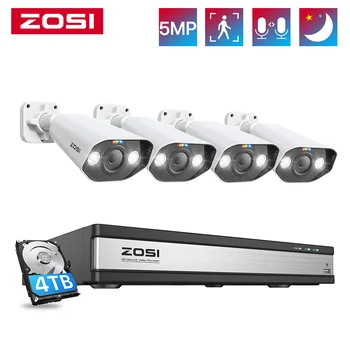 ZOSI 16CH 4K Mājas PoE Drošības Kameru Sistēmu ar Personu/Transportlīdzekļa Signalizācijas,8MP 16Channel VRR ar x 5MP Āra PoE IP Kameras
