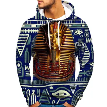 Ēģiptes Faraons, Hip Hop Hoodies Vīrieši Sievietes 3D Iespiesti sporta Krekls Harajuku Stils pelēkā vārna Ikdienas Džemperis Jaka