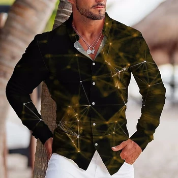 Vintage Modes garām Piedurknēm Krekli Vīriešiem Gadījuma Lielgabarīta Krekls Star Print Pogas Augšējā Vīriešu Apģērbu Balli Augstas Kvalitātes Blūzes